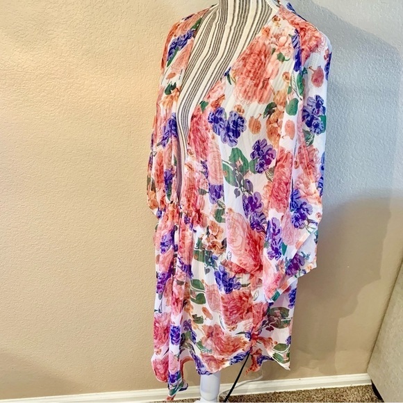 NWT Rachel Roy Wrap Robe L/XL Sheer Lightweight Flowy Boho Pink Purple Floral - Picture 8 of 15